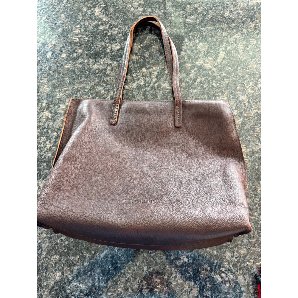 Portland Leather Goods Classic Tote Bag Espresso Brown Pebbled Leather Large